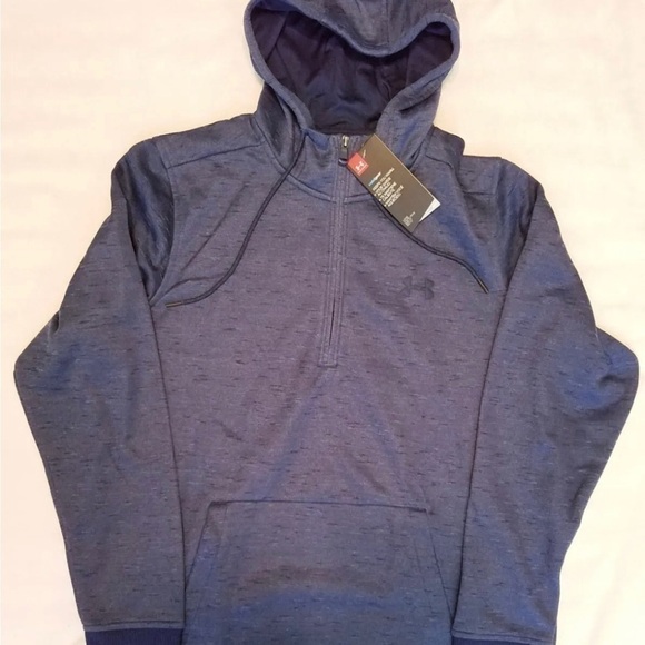 Under Armour Fleece Armour 1/2 Zip Hoodie sz XL 1329808 408 academy blue - Picture 3 of 4